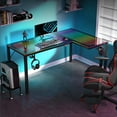 thumbnail image 3 of L-Shaped 60" x 40" Glass LED Gaming Desk, 3 of 10