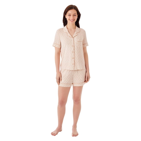 DreamMark Women's 2-Piece Short Sleeve and Short Notch Collar Pajama Set