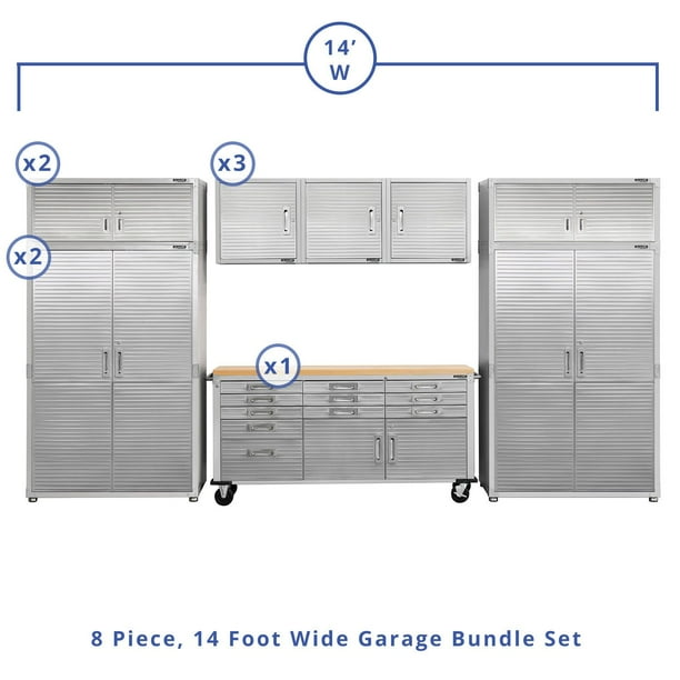 Seville Classics UltraHD 8-Piece Steel Garage Cabinet Storage Set