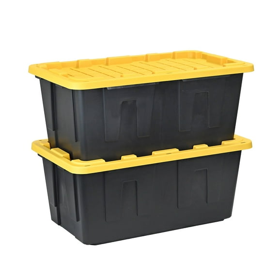 Member's Mark 40 Gallon Heavy-Duty Black and Yellow Storage Tote,  22.0" D x  38.2" W x 16.4" H, 1 pack or 2 pack