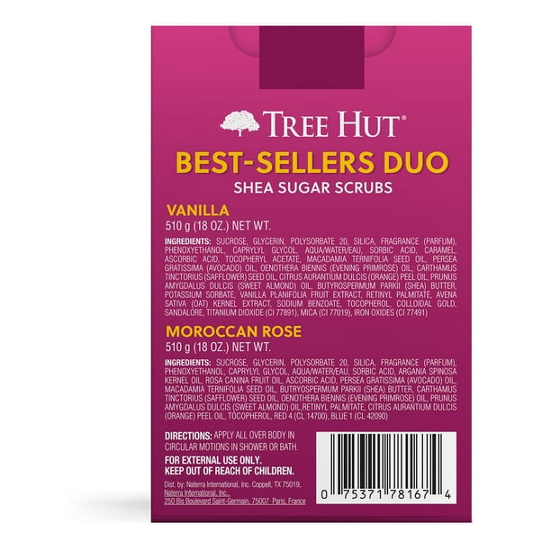 Tree Hut Vanilla and Moroccan Rose Shea Sugar Scrub, 18 oz., 2 pk