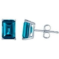 thumbnail image 1 of London Blue Topaz Emerald Cut Earrings in 14K White Gold, 1 of 5