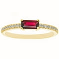 thumbnail image 1 of Baguette Cut Gemstone and 0.10 CT. T.W. Diamond Ring in 14K Gold, 1 of 4