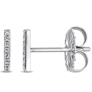 .049 CT. T.W. Round Cut Diamond Linear Bar Stud Earrings in 14k Gold
