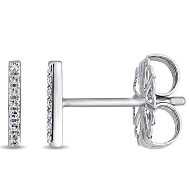 .049 CT. T.W. Round Cut Diamond Linear Bar Stud Earrings in 14k Gold