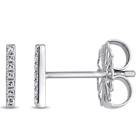 .049 CT. T.W. Round Cut Diamond Linear Bar Stud Earrings in 14k Gold
