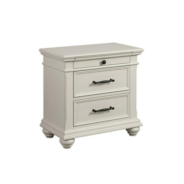 Brooks 3-Drawer Poplar Wood Nightstand With USB Ports, Choose Color