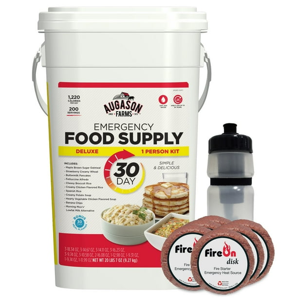 Augason Farms 30 Day Emergency Food, Fire-starter and Water Kit (1