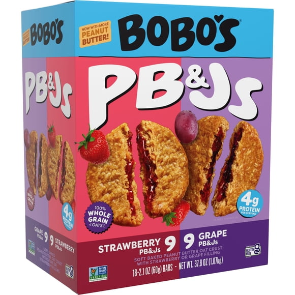 Bobo's PB&J Oat Snacks, Variety Pack, 18 pk.