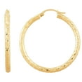 thumbnail image 2 of Crystal Cut Round Hoop Earrings in 14K Gold, 2 of 6