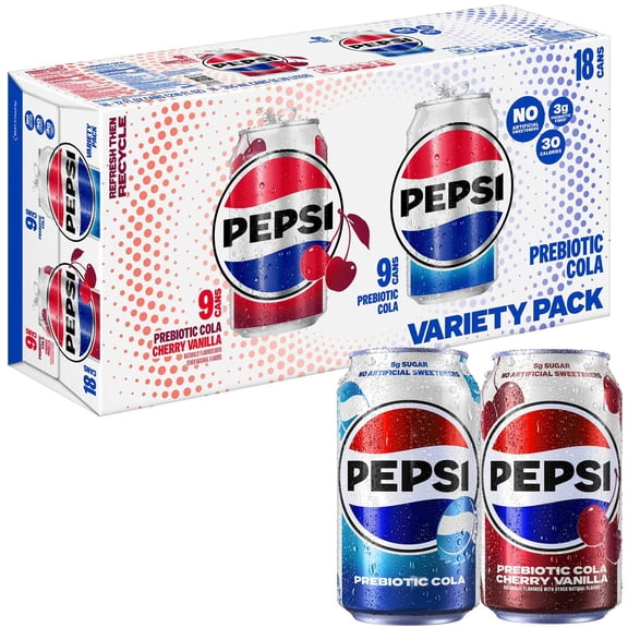Pepsi Prebiotic Cola Club Variety Pack, 12 fl. oz., 18 pk.