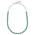thumbnail image 1 of Emerald Cut Lab Created Gemstone Halo Tennis Necklace in Sterling Silver, 1 of 3