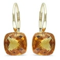 thumbnail image 4 of Cushion Checkerboard-Cut Madeira Citrine Leverback Earrings in 14K Yellow Gold, 4 of 6