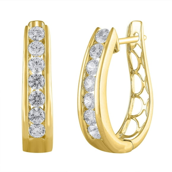 1.45 CT. T.W. Diamond "J" Hoop Earring in 14K Gold