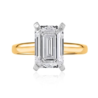Lab Created Emerald Cut Solitaire Diamond Ring