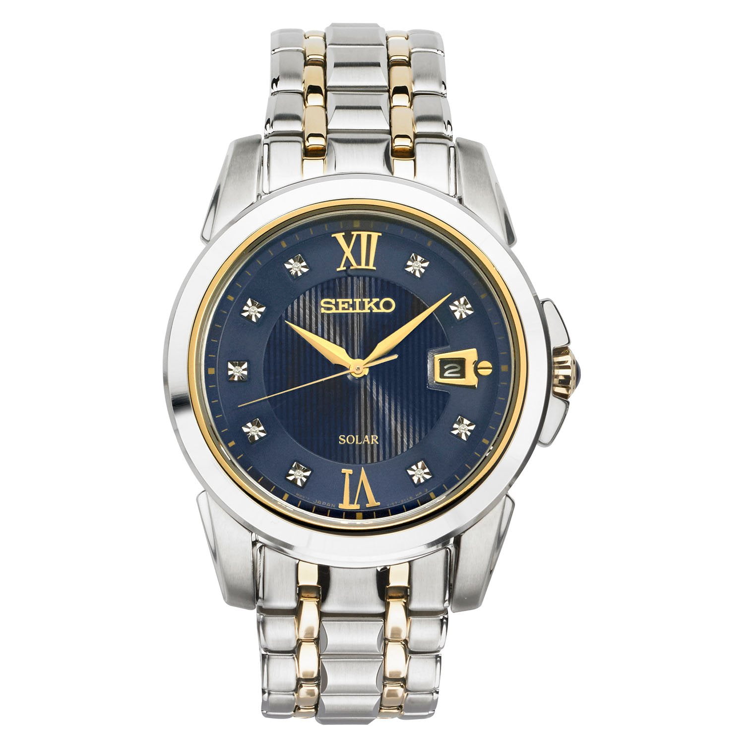 Seiko Men's Solar Two-Tone Blue Dial Diamond Watch - Samsclub.com