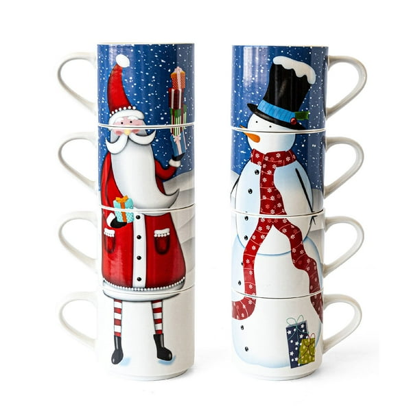 Over&back 4-Piece Stackable Snowman and Santa Mug Set of 4, 10oz -  Samsclub.com