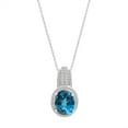 thumbnail image 1 of Treated London Blue Topaz & Halo Diamond Pendant Necklace in 14K Gold, 1 of 7