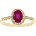 thumbnail image 1 of Oval Cut Gemstone and 0.15 CT. T.W. Halo Diamond Ring in 14K Gold, 1 of 6
