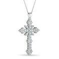thumbnail image 3 of Baguette and Round Cut Diamond Cross Pendant Necklace in 14K Gold, 3 of 7