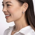 thumbnail image 5 of Lab Created White Sapphire Round Cut Gemstone Inside Out Huggie Hoop Earrings in Sterling Silver, 5 of 7