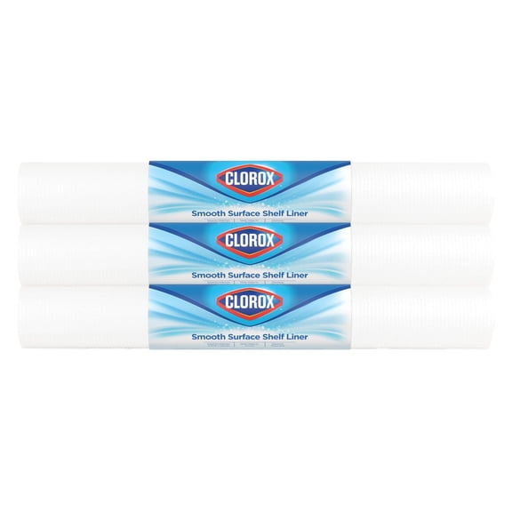 Duck EasyLiner with Clorox Smooth Top White Shelf Liner 20"x8' 3pk