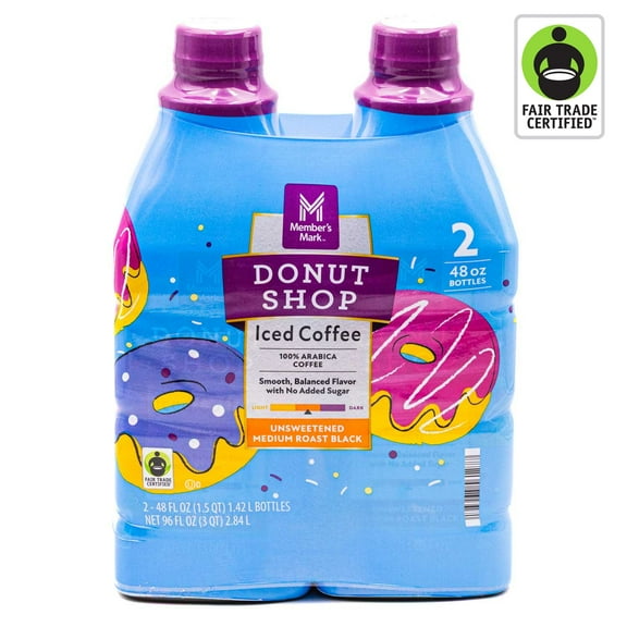 Member's Mark Donut Shop Iced Coffee, 48 fl oz., 2 pk.