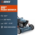 thumbnail image 2 of SENIX 20" 144cc 4-Cycle Gas Push Lawn Mower with Side Discharge, 2 of 10