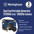 thumbnail image 2 of 12500/9500–Watt Westinghouse Dual Fuel Portable Generator + Remote Electric Start, 2 of 13
