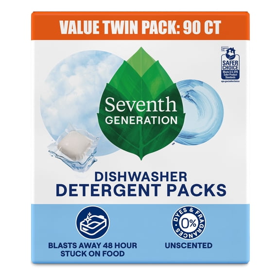 Seventh Generation, Auto Dish Pack, Unscented, 90 ct.