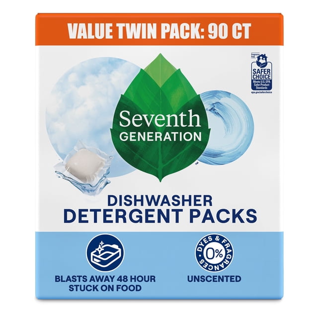 Seventh Generation, Auto Dish Pack, Unscented, 90 ct.