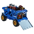 thumbnail image 4 of Hot Wheels Monster Trucks Rhino Rig Bundle: 2 Big Rigs, 3 Toy Trucks & 4 Cars, Play, Haul & Store, 4 of 6