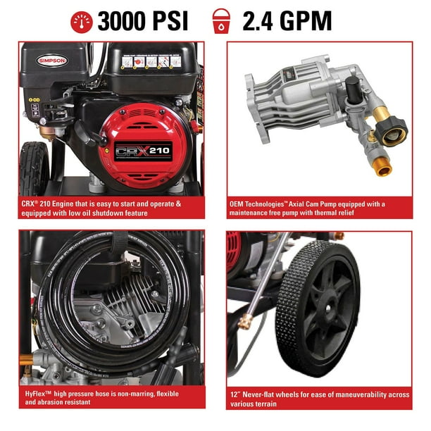 mas  Simpson MegaShot MS61222 CRX 3100 PSI Gas Pressure Washer, 2.3 GPM