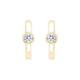 thumbnail image 1 of 0.20 CT. TW. Diamond Bezel Huggie Hoop Earrings in 14K Gold, 1 of 7