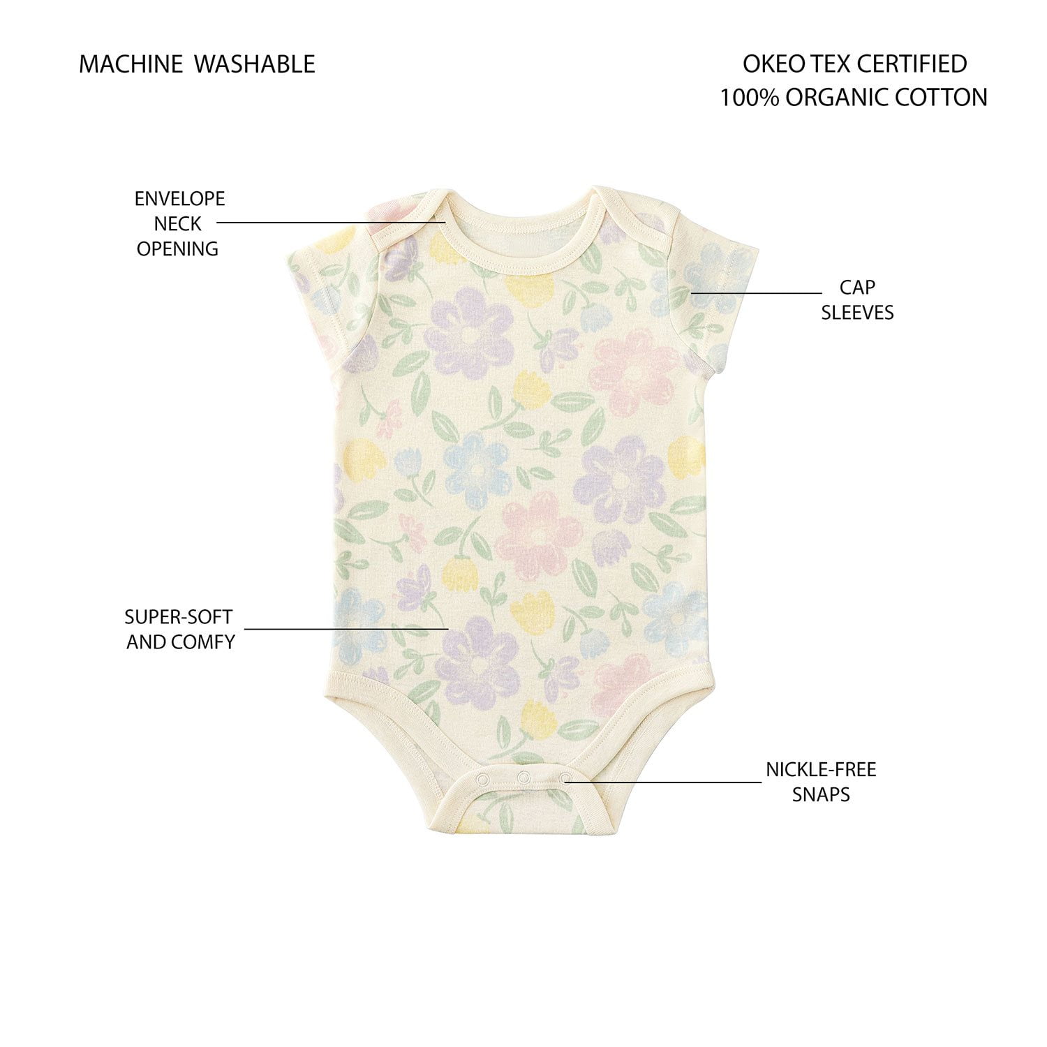 Member’s Mark Baby Organic Cotton Bodysuits — 4 Retail-Pack Bulk Bundle (16 Bodysuits, Assorted Sizes & Prints) 3