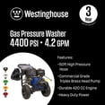 thumbnail image 2 of Westinghouse 4400 PSI 4.2 GPM 420cc Gas Powered Triplex Pump Cold Water Pressure Washer with 5-Quick Connect Nozzles, 2 of 9
