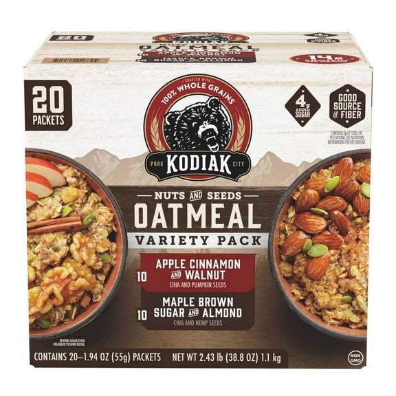 Kodiak Cakes Nuts & Seeds Oatmeal, Variety Pack, 20 pk.