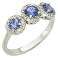 thumbnail image 2 of Round Cut 3 Stone Gemstone and 0.19 CT. T.W. Halo Diamond Ring in 14K Gold, 2 of 3