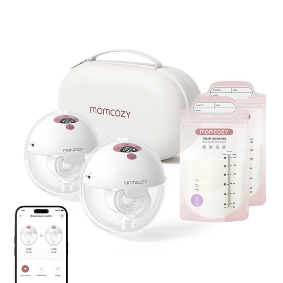 Momcozy M5 Smart App Breast Pump with Storage Bags Bundle, 200 ct. Milk Bags