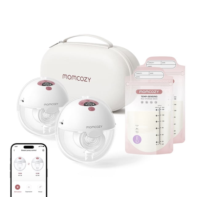 Momcozy M5 Smart App Breast Pump with Storage Bags Bundle, 200 ct. Milk Bags
