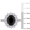 thumbnail image 3 of Oval Cut Black & White Sapphire Halo Ring in Sterling Silver, 3 of 6