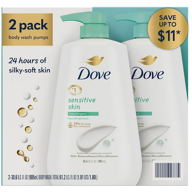 Dove Sensitive Skin Hypoallergenic Body Wash, 30.6 fl. oz., 2 pk.
