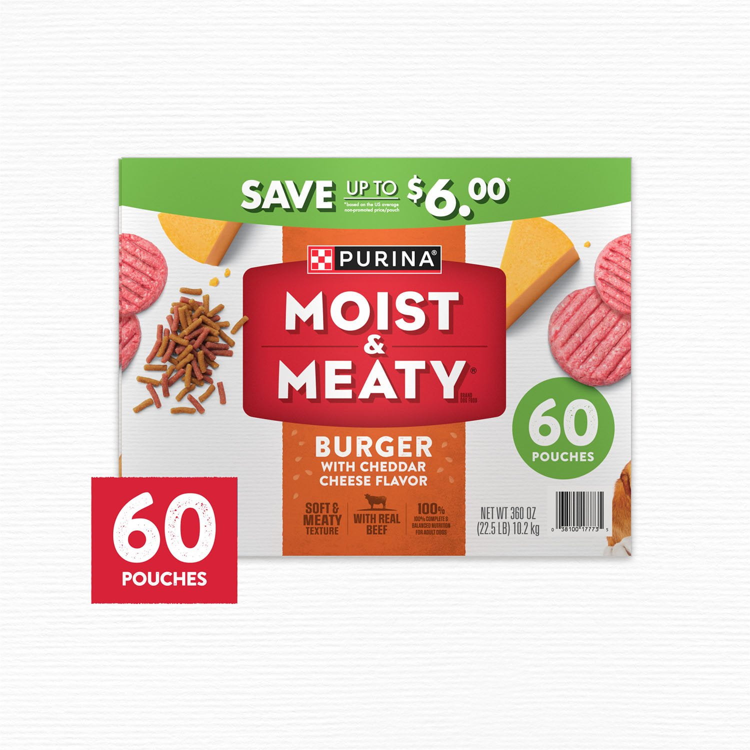 Purina Moist Meaty Burger with Cheddar Cheese Flavor, Adult Dog