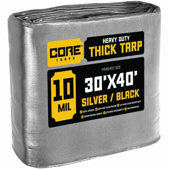 Heavy Duty 30' x 40' Tarp Cover, Waterproof, UV Resistant, Rip and Tear Proof, Poly Tarpaulin with Reinforced Edges for Roof, Camping, Patio, Pool, Boat, Assorted Mil & Colors