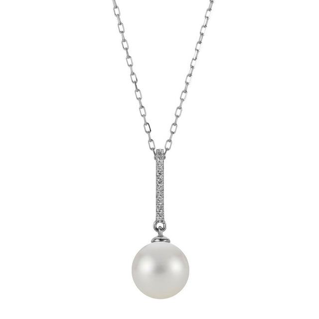 Cultured Freshwater Pearl and 0.04 CT.T.TW. Diamond Pendant Necklace in 14K Gold