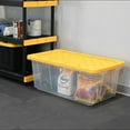 thumbnail image 2 of Member's Mark 38 Gallon Heavy-Duty Clear and Yellow Storage Tote,  22.0" D x  38.2" W x 15.5" H, 1 pack, 2 of 6