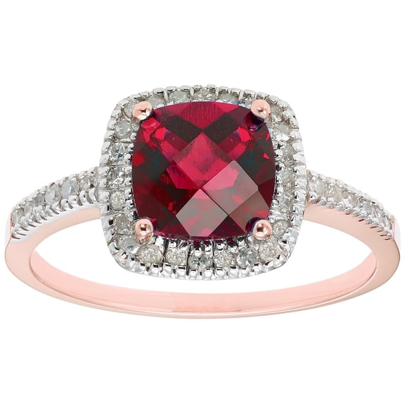 Cushion Cut Gemstone & 0.18 CT.T.W. Halo Diamond Ring in 14K Gold