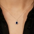 thumbnail image 5 of Oval Cut Genuine Gemstone & 0.11 CT. T.W. Diamond Halo Pendant Necklace in 14K Gold, 5 of 6