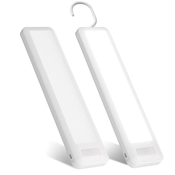 7.8 inch Battery Operated Daylight White Integrated LED Under Cabinet Lights with Hook, 2-Pack