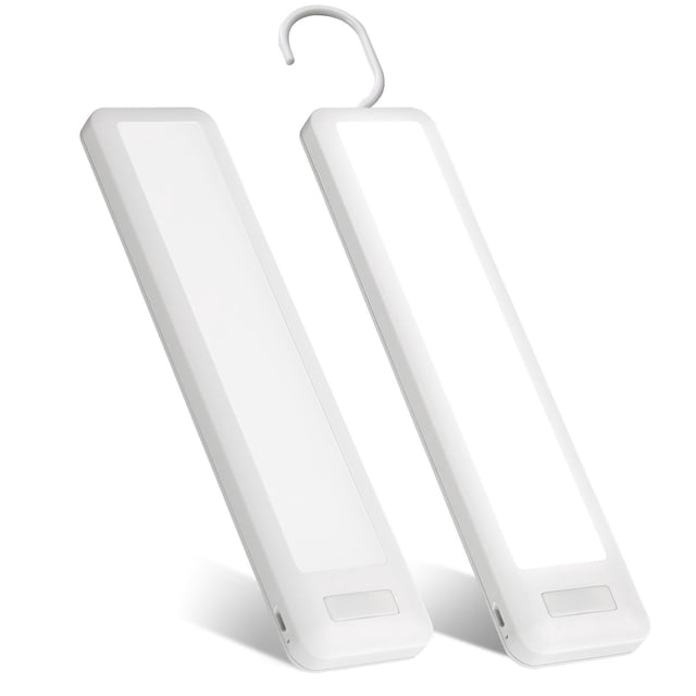7.8 inch Battery Operated Daylight White Integrated LED Under Cabinet Lights with Hook, 2-Pack